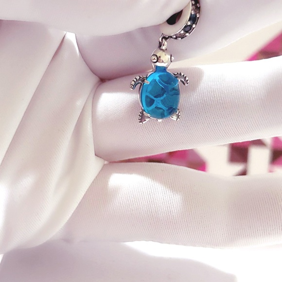 PANDORA Murano Glass Sea Turtle Dangle Charm w/box - Picture 6 of 12